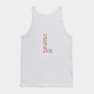 Floral Monogram Letter L - pink and blue Tank Top